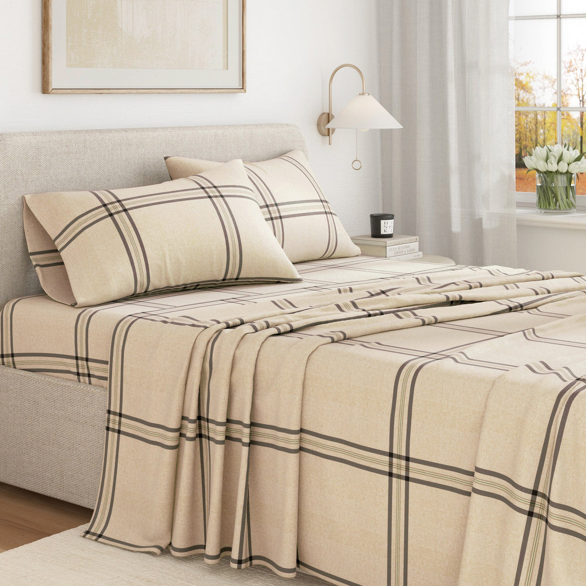 Turkish Cotton Flannel Sheet Set - Plaid & Stripe Collection by Great Bay Home