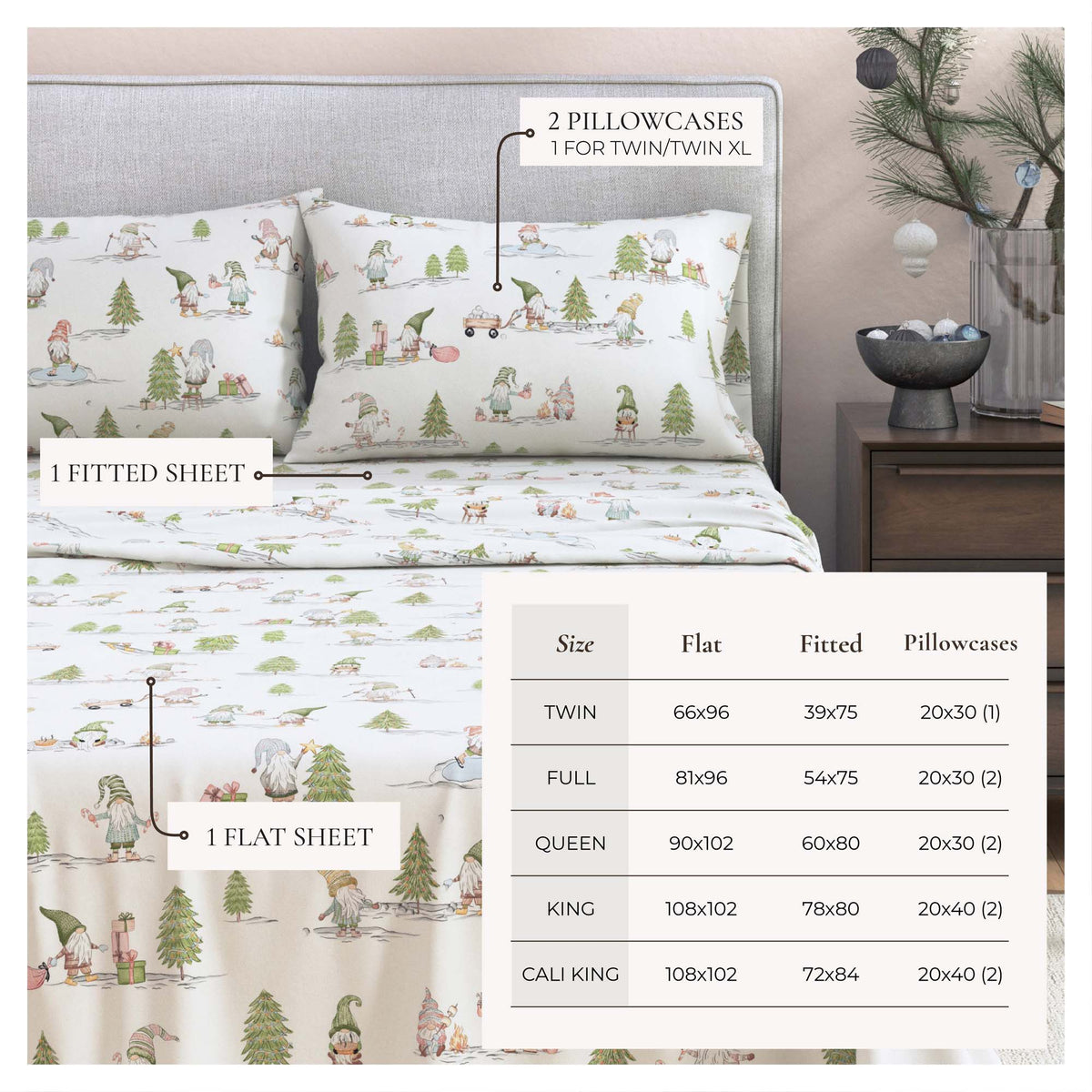 Turkish Cotton Flannel Sheet Set - Elevated Holiday Collection by Great Bay Home