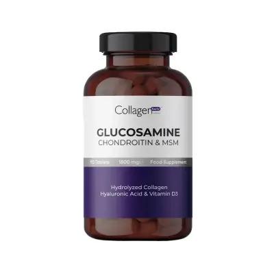 Collagen Forte Platinum Glucosamine Chondroitin MSM 1500mg - Joint Health Support Supplement for Pain Relief - 90 Tablets by Beauty Care Bag