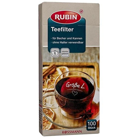 Rubin Large Tea Filter - 100 Count, Chlorine-Free, Double Layered for Rich Aroma by Beauty Care Bag