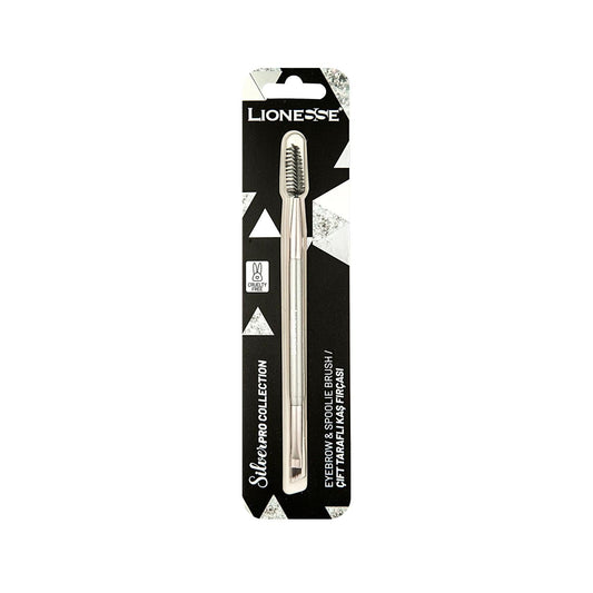 Lionesse Silver Collection Dual-Sided Eyebrow Brush - Luxury Eyebrow Grooming Tool for Precision Shaping by Beauty Care Bag
