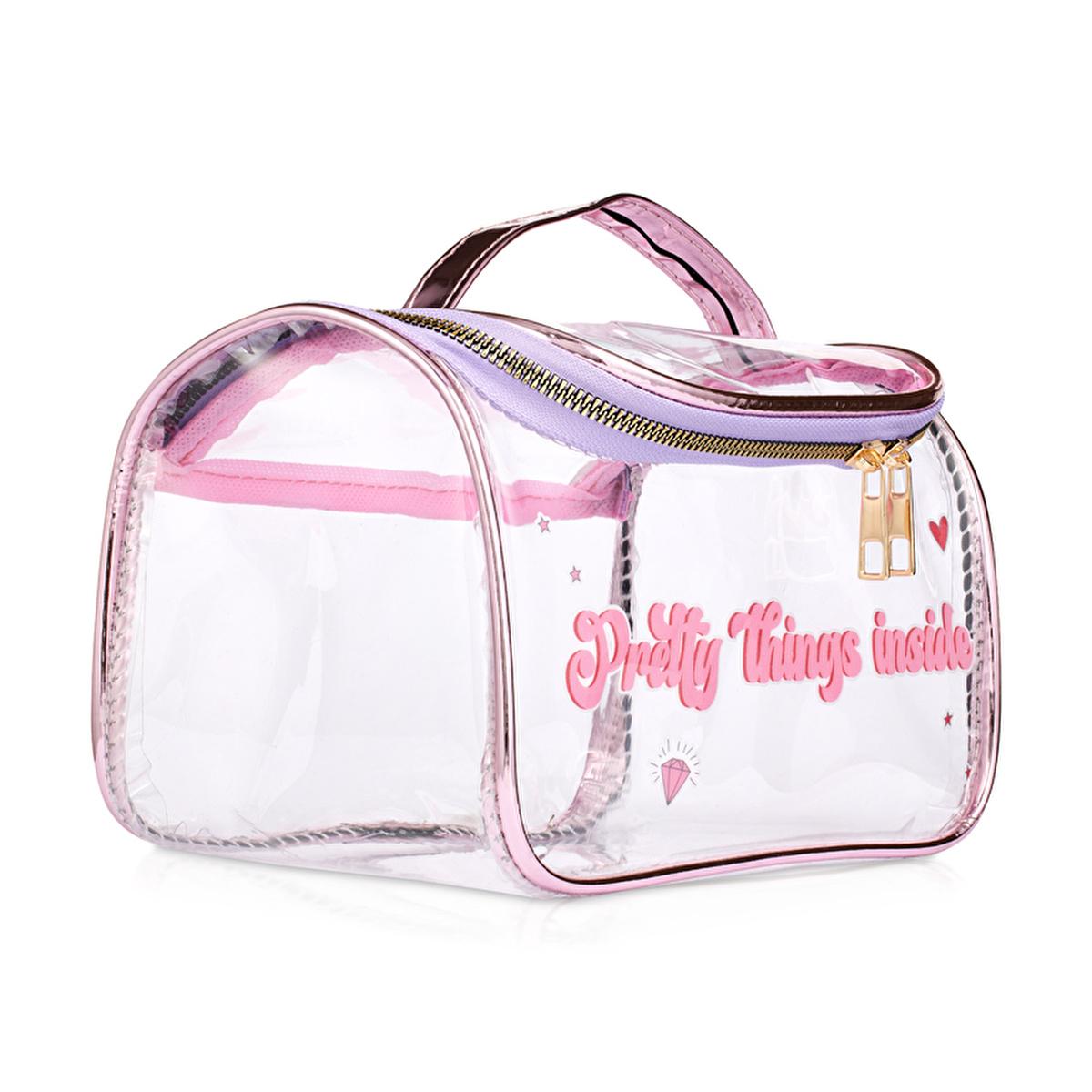 Eklips Hologram Handbag - Unique Clear PVC Bag with Mirror Leather Accents & Bone Zipper by Beauty Care Bag