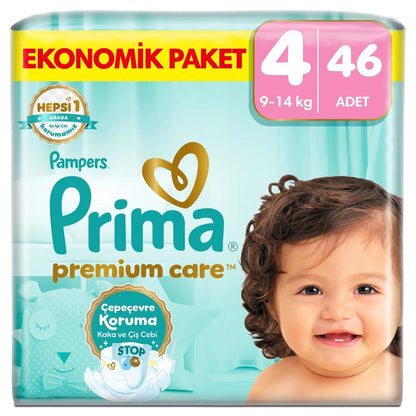 Prima Premium Care Size 4 Diapers Maxi Jumbo Pack 46 Count by Beauty Care Bag