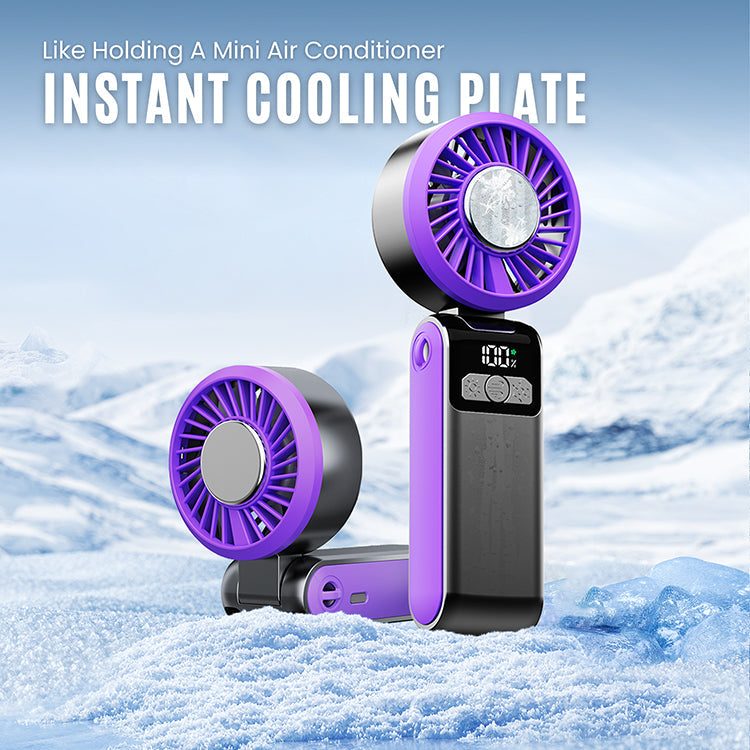 Jabees FrostOne Fold – Foldable Handheld Fan with Cooling Plate by Mauve Tuna
