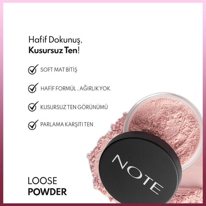 Note Pink Loose Powder Brightening Setting Makeup by Beauty Care Bag