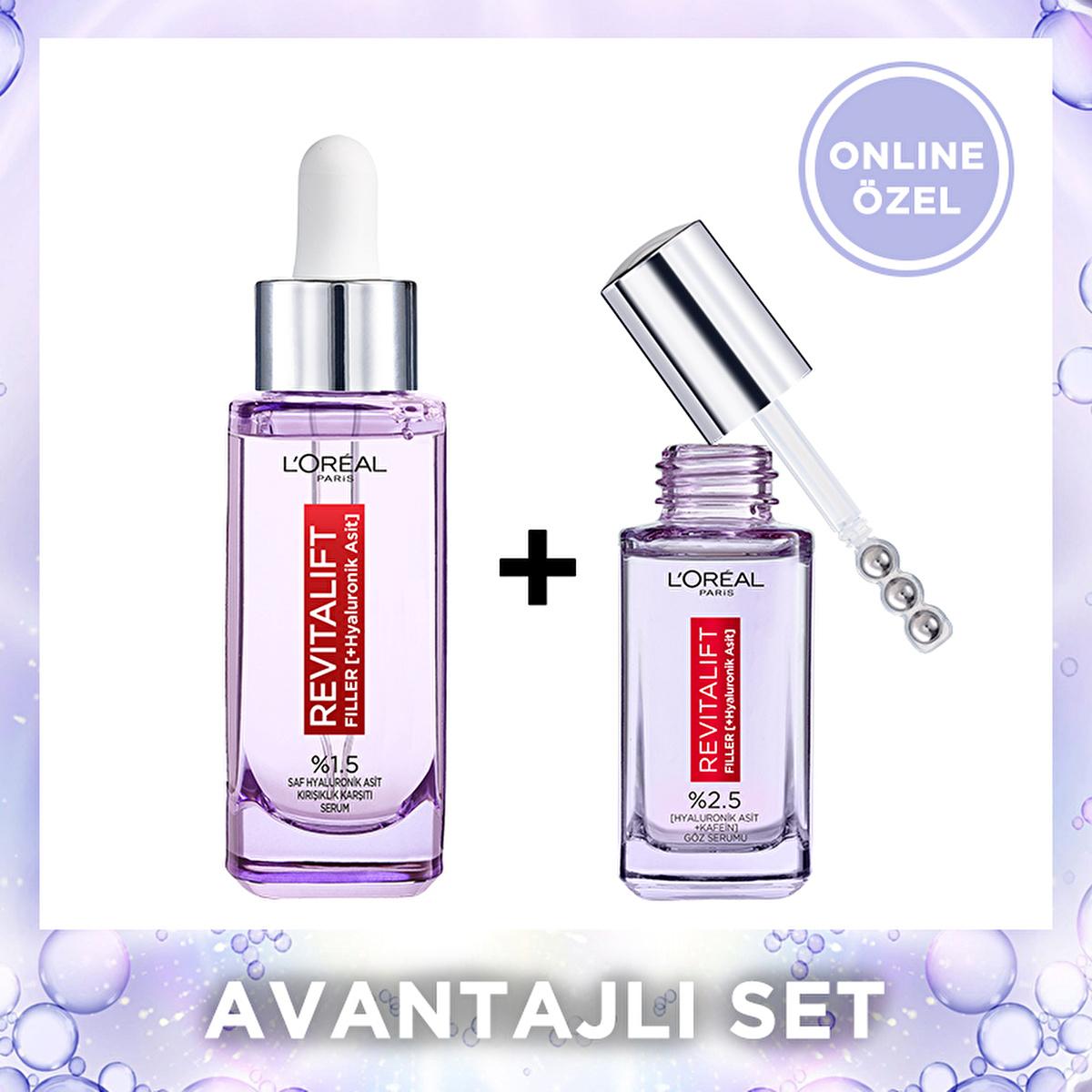 L'Oreal Revitalift: Hyaluronic Acid Anti-Aging Serum Set - Reduce Wrinkles, Dark Circles & Deeply Hydrate for Youthful Skin by Beauty Care Bag