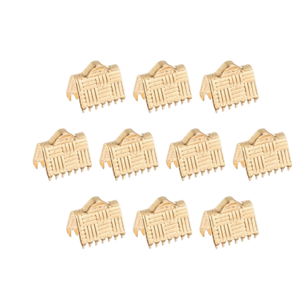 Gold Plated Brass Ribbon Crimp End Clamps 8mm x 13mm - Premium Jewelry Findings by Continental Bead Suppliers