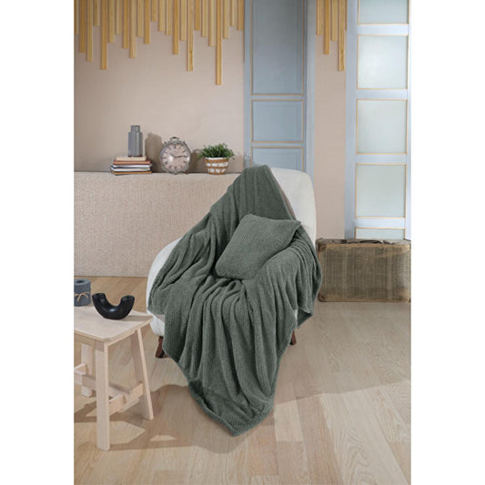 Wondel anthracite grey polycotton throw blanket, 130 x 170 cm