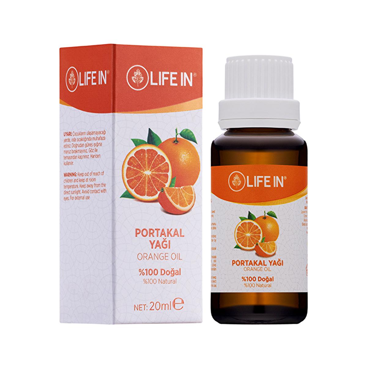 Life In 100% natural orange oil for skin care, 20 ml bottle