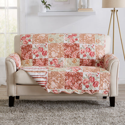 Reversible Floral Patchwork Furniture Protector - Maribel Collection by Great Bay Home