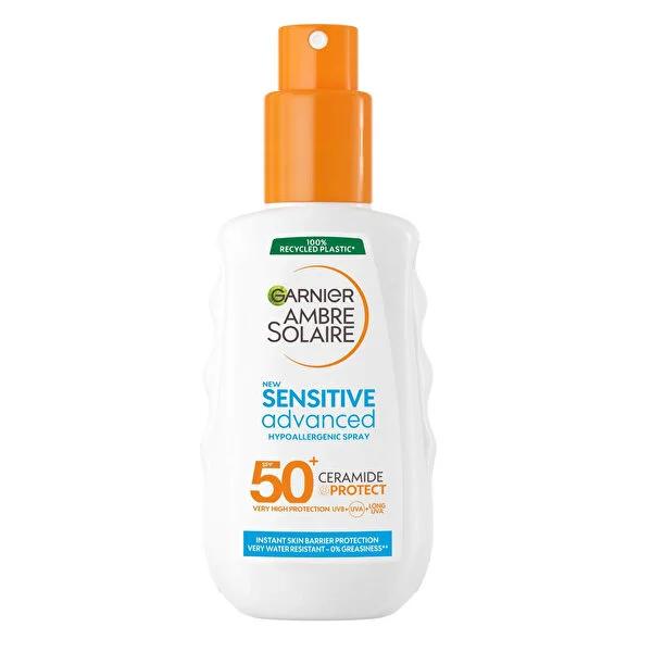 Ambre Solaire SPF50+ Sunscreen Spray for Sensitive Skin: High UVA/UVB Protection, Water Resistant, Vitamin E - 150ml by Beauty Care Bag