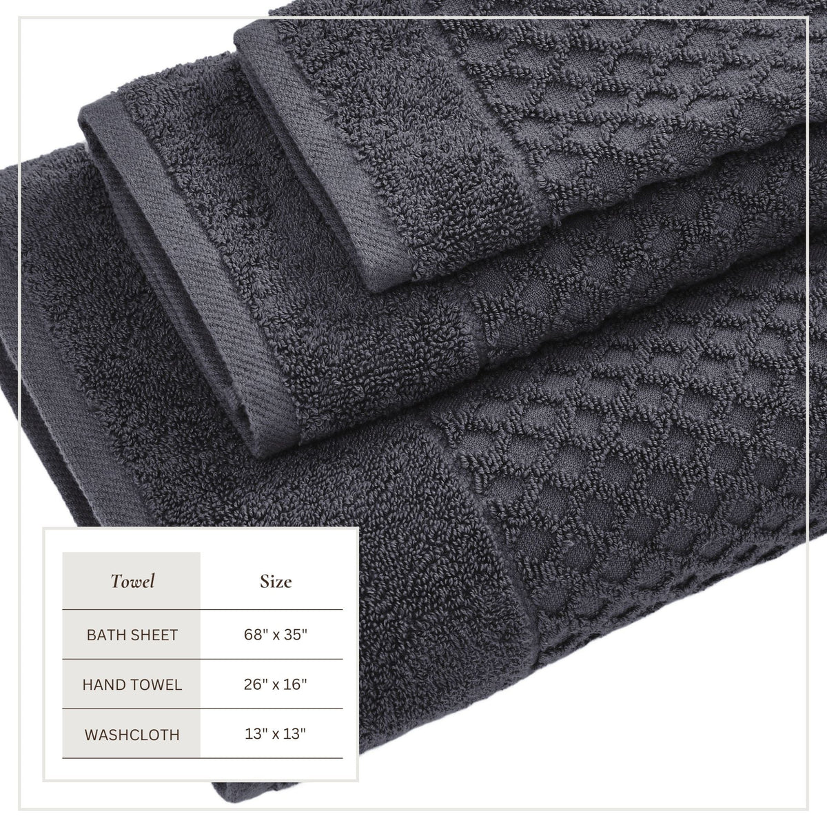 Cotton Diamond Waffle Weave Bath Towel Set - Grayson Collection by Great Bay Home