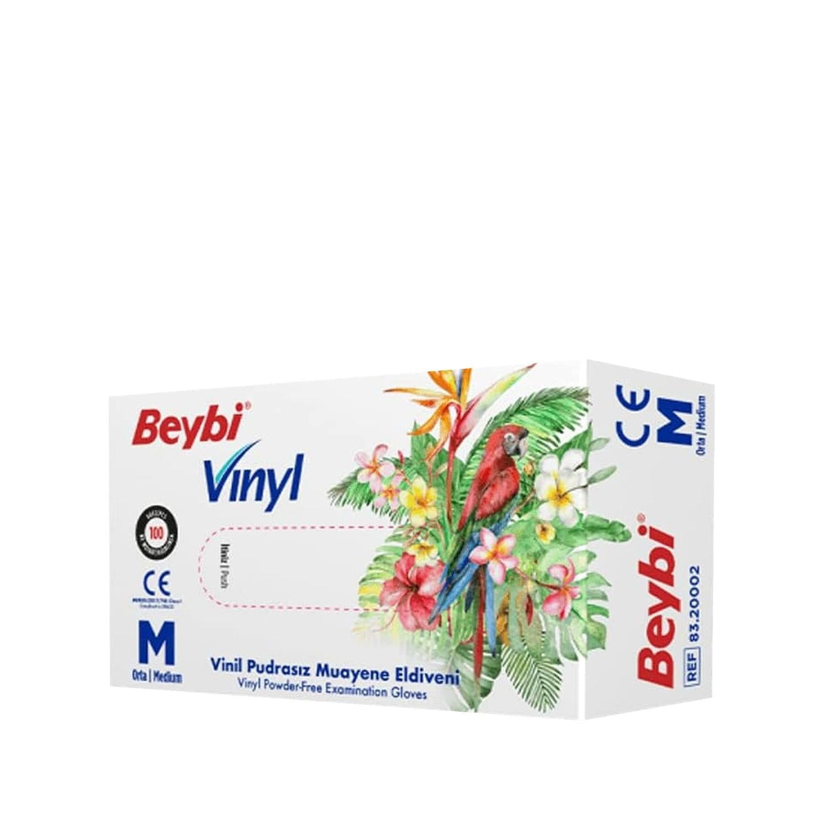 Beybi Powder-Free Vinyl Examination Gloves Medium 100 Count - Hypoallergenic & Latex-Free Medical Gloves by Beauty Care Bag