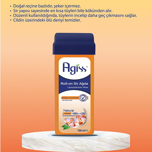Agiss Natural Roll-On Wax: 100% Natural Resin for Easy, Sugar-Free Hair Removal on Normal Skin | Removes Short Hairs for Smooth Skin by Beauty Care Bag