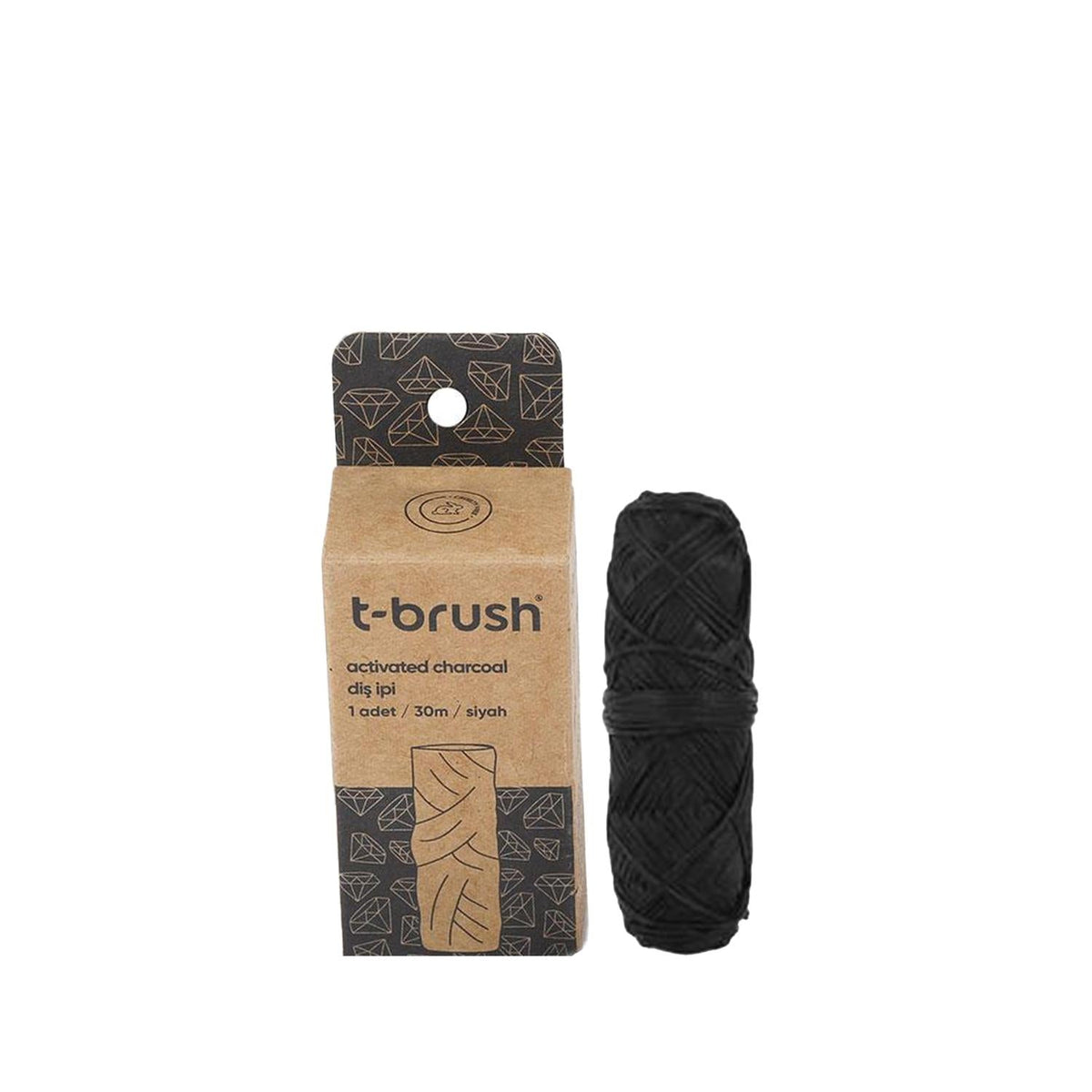 T-Brush Activated Charcoal Dental Floss - 30m Natural Oral Hygiene for Health-Conscious Individuals by Beauty Care Bag
