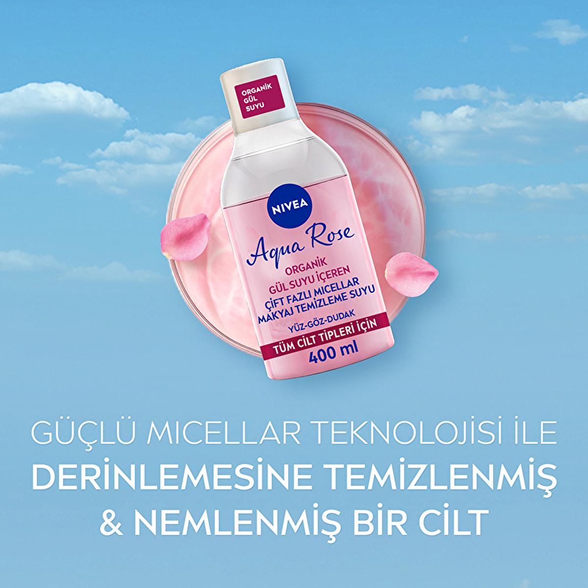 NIVEA Aqua Rose Micellar Makeup Remover - Gentle & Effective Dual-Phase Formula (13.53 fl oz) by Beauty Care Bag