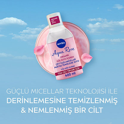 NIVEA Aqua Rose Micellar Makeup Remover - Gentle & Effective Dual-Phase Formula (13.53 fl oz) by Beauty Care Bag