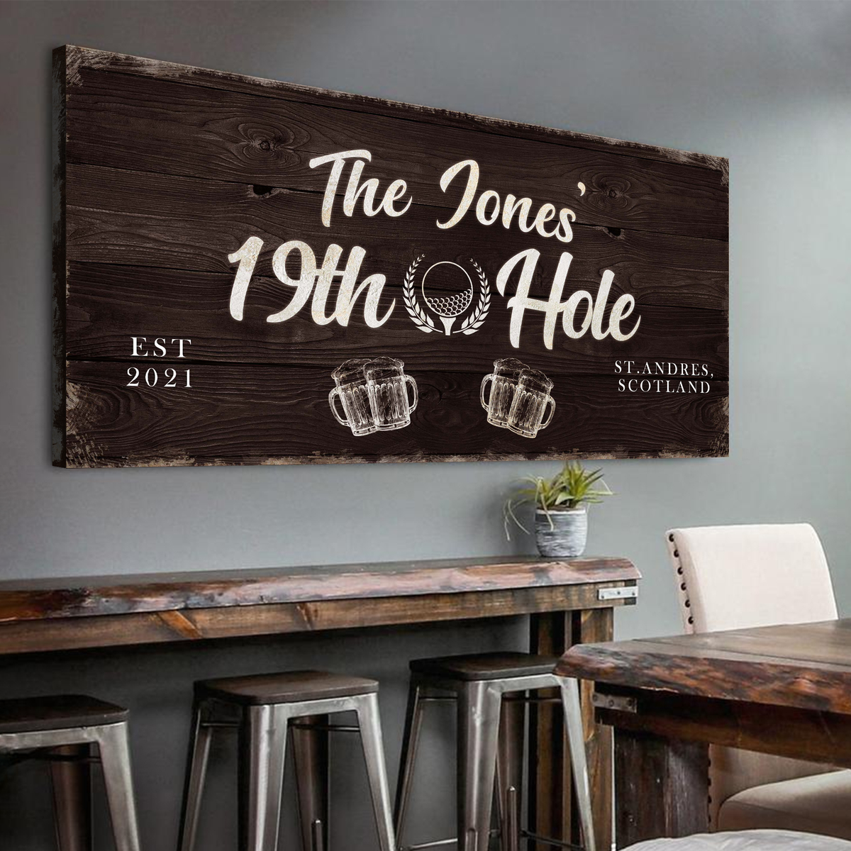 19th Hole personalized golf canvas sign by Tailored Canvases, view 9