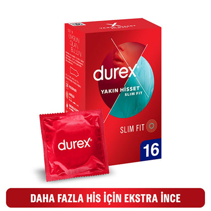 Durex Slim Fit lubricated condoms, 16 count