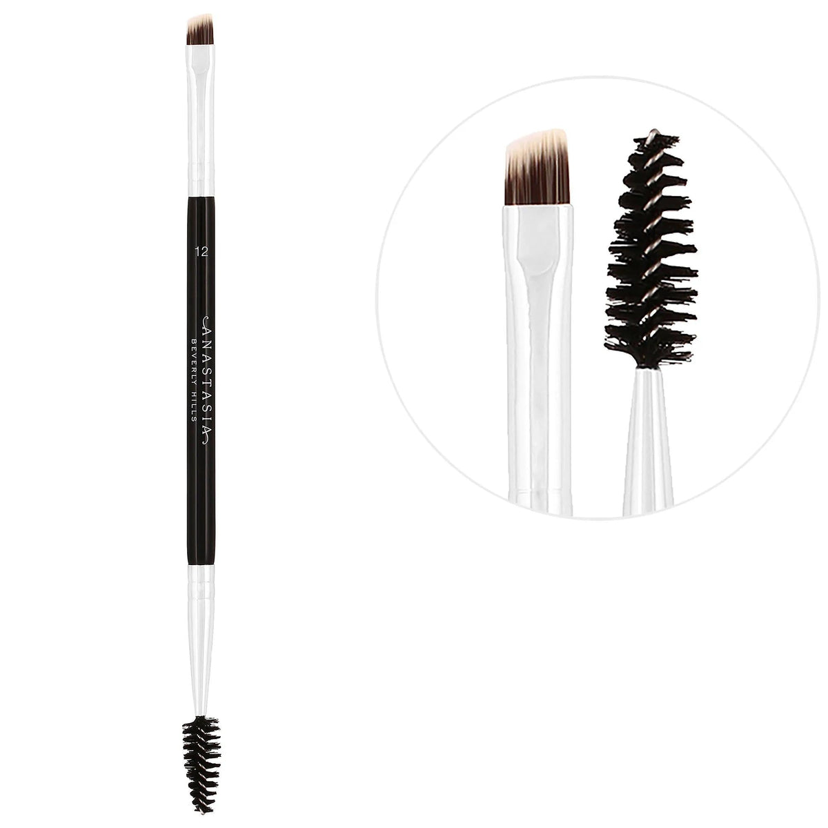 Anastasia dual-ended firm angled eyebrow brush #12 with synthetic bristles