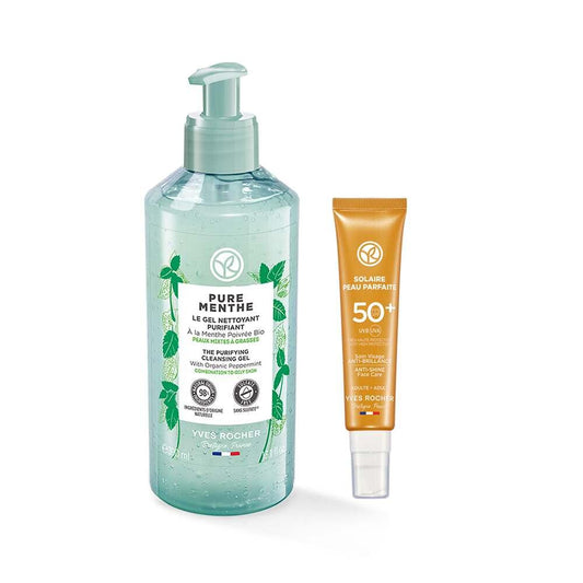 Karma Skincare Set for Oily Skin - Deep Cleansing & Sun Protection - SPF 50+ Anti-Shine by Beauty Care Bag