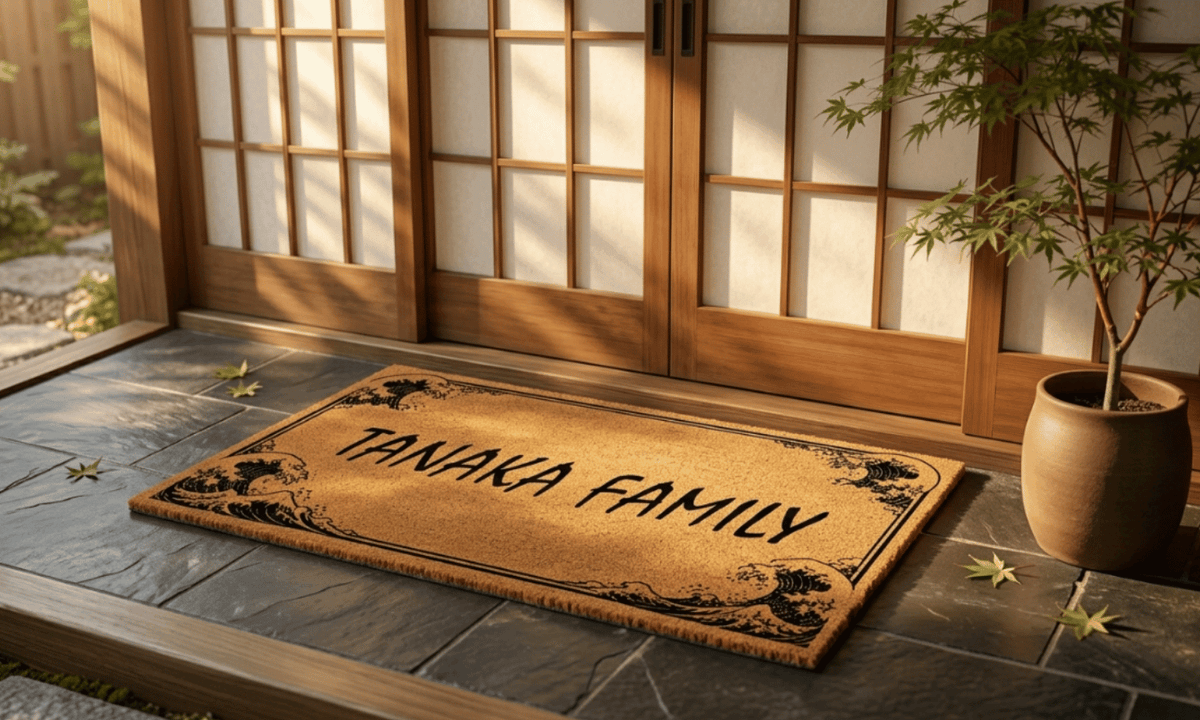 Kanagawa Wave Border Personalized Coir MatTorqelo.com