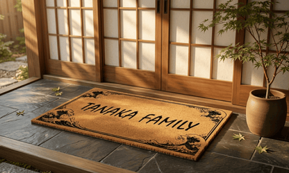 Kanagawa Wave Border Personalized Coir MatTorqelo.com