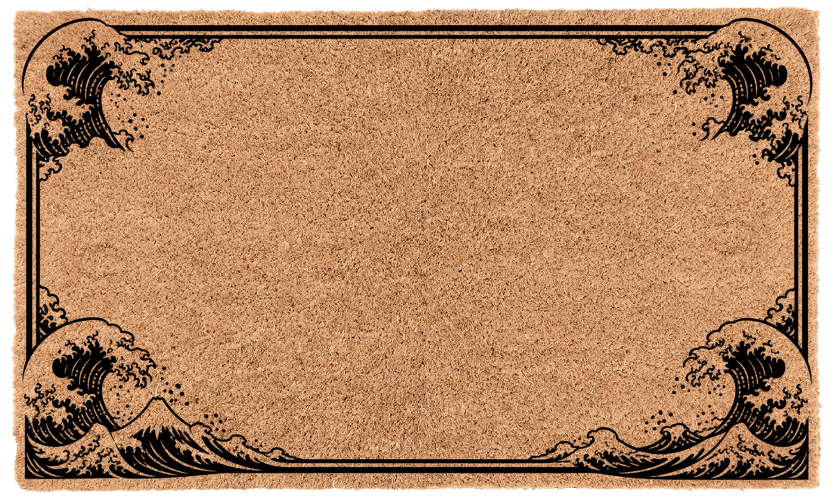 Kanagawa Wave Border Personalized Coir MatTorqelo.com