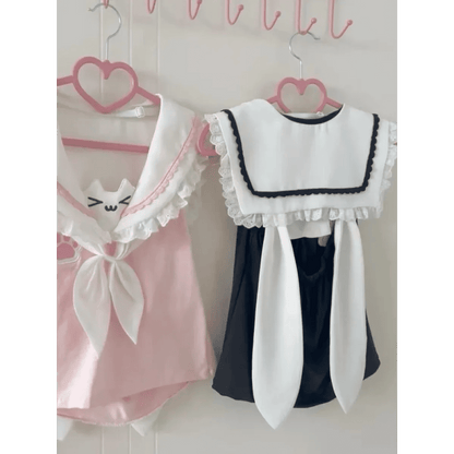 Kawaii Cat Lace Sailor Crop TopWomen T-shirtsTorqelo.com