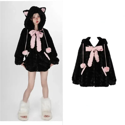 Kawaii Fuzzy Cat Ear HoodieWomen's HoodiesTorqelo.com