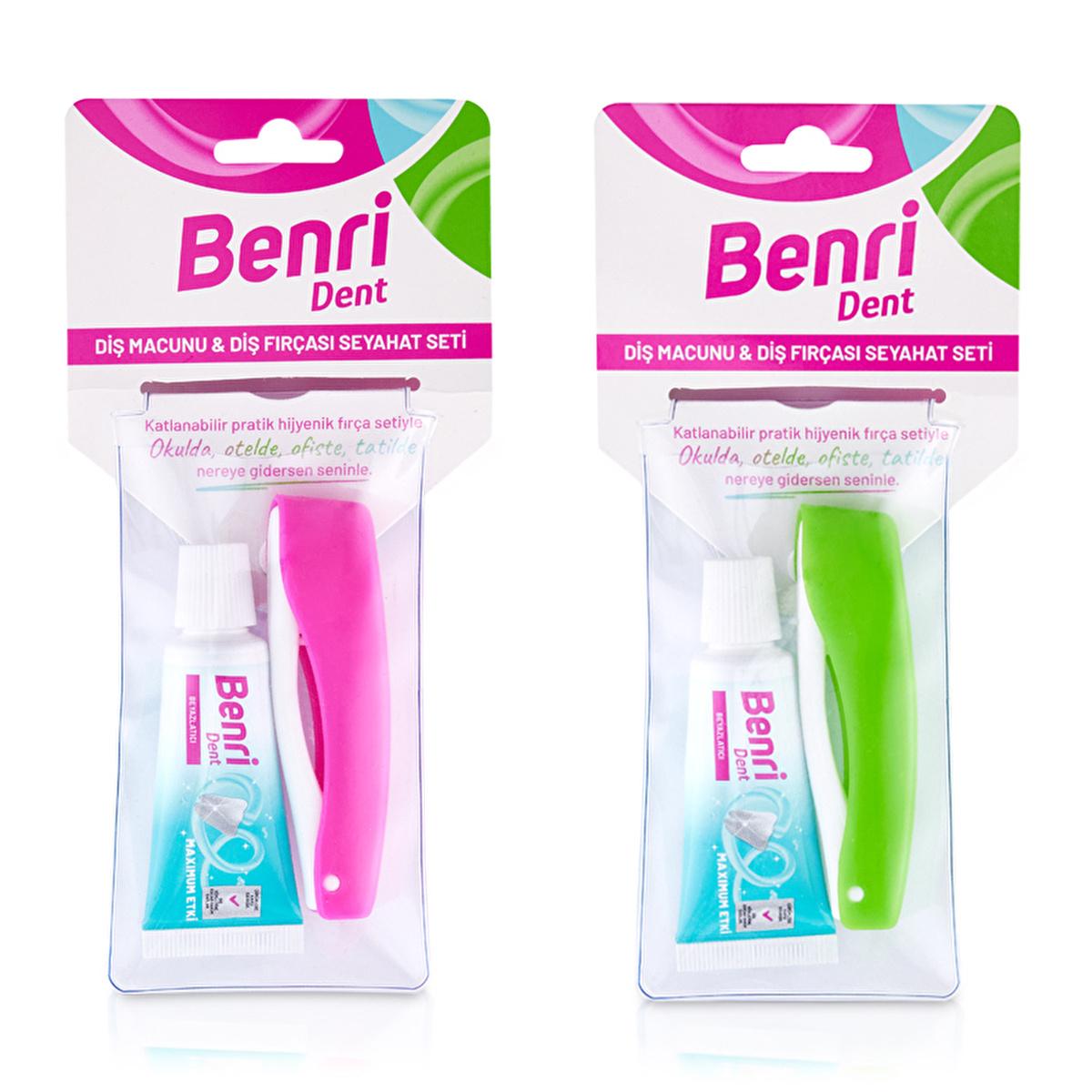 Benri Dent Travel Toothbrush and Toothpaste Set - Portable Oral Care for Travelers by Beauty Care Bag