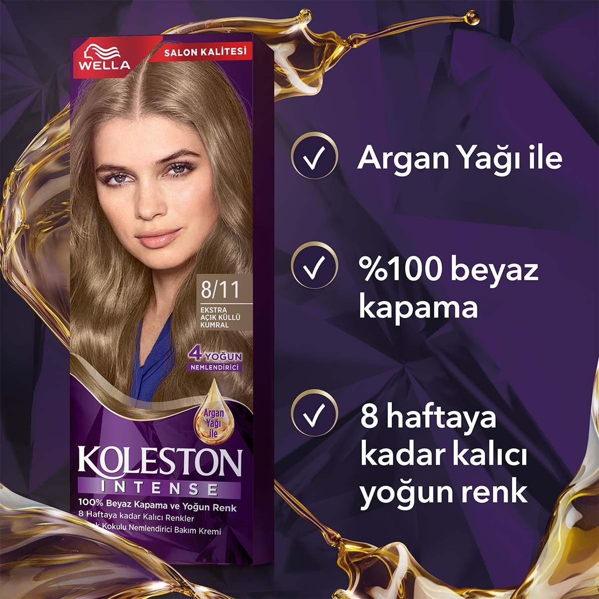Wella Koleston Intense 8/11 Hair Dye: Extra Light Ash Blonde, 100% Gray Coverage, Long Lasting Color with Argan Oil by Beauty Care Bag