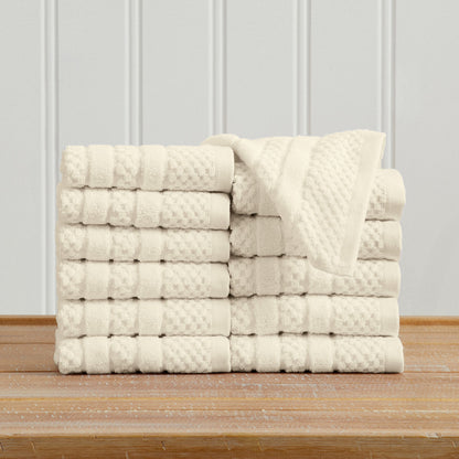 100% Cotton Checkered Jacquard Bath Towel Set - Giuliana Collection by Great Bay Home