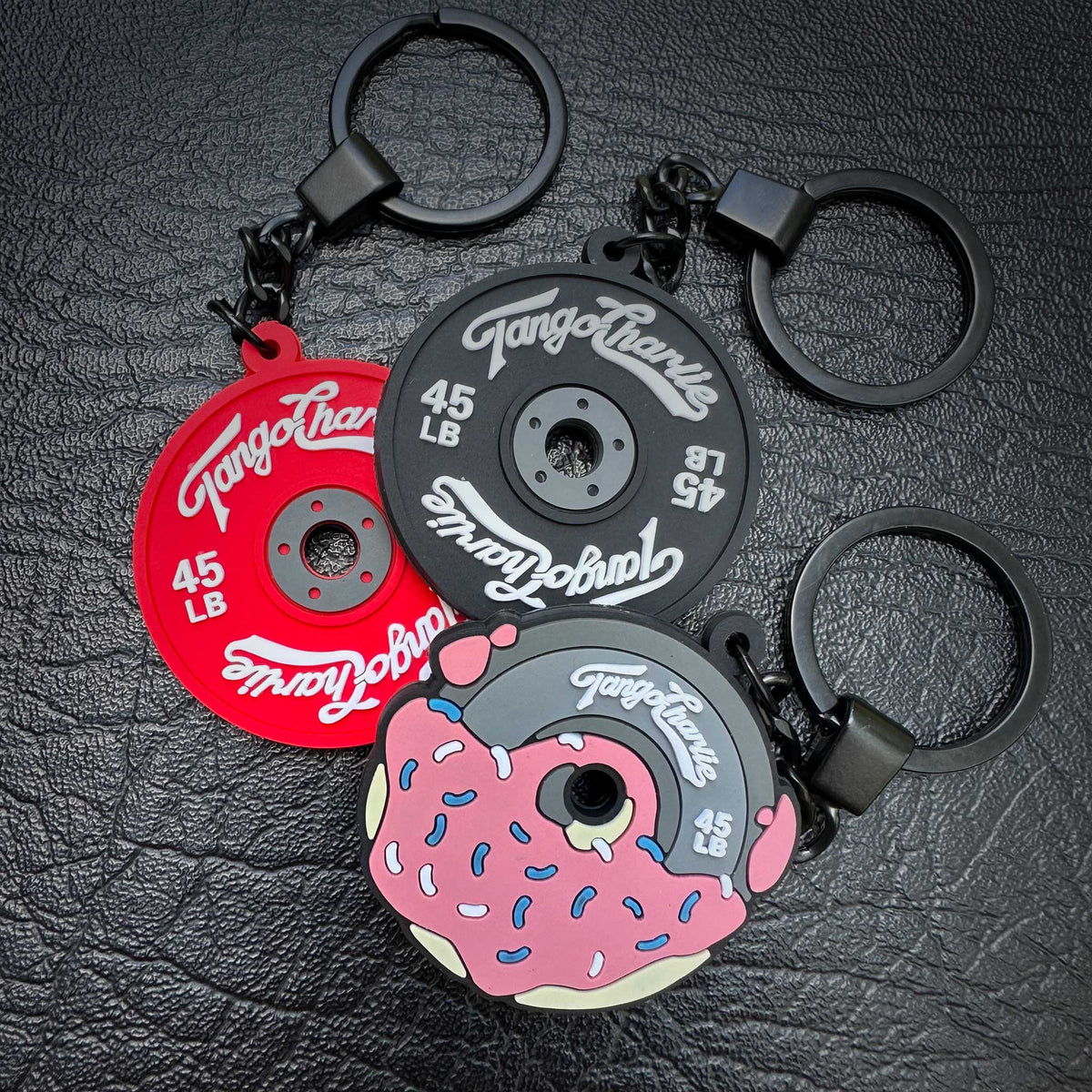 45 lb plate keychains by Tango Charlie Apparel in all colors