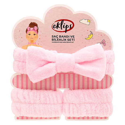 Eklips Spa Headband and Wristband Set: Soft Elastic Headband for Makeup & Skincare - Keep Hair Away, Absorb Water Droplets with Comfort. by Beauty Care Bag