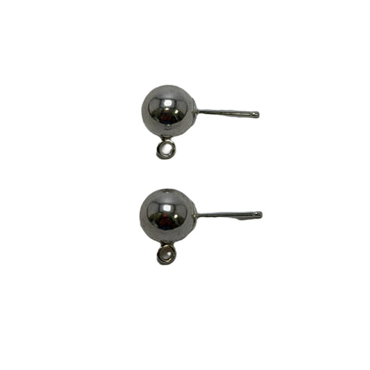 Sterling Silver 7mm Ball Post Earring Finding with Loop - .925 Silver by Continental Bead Suppliers