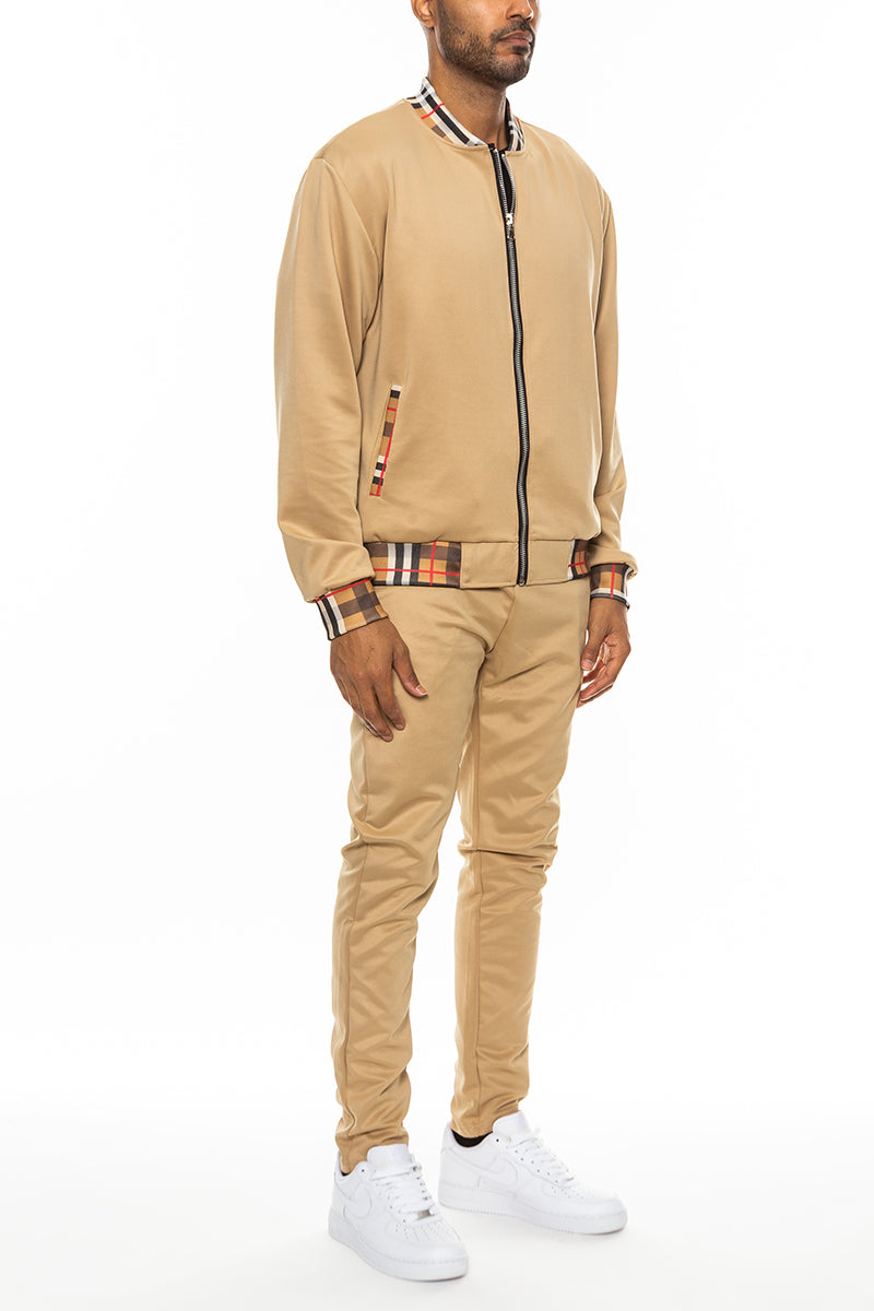 Checkered Detail Track Jacket Set by Lime Milo