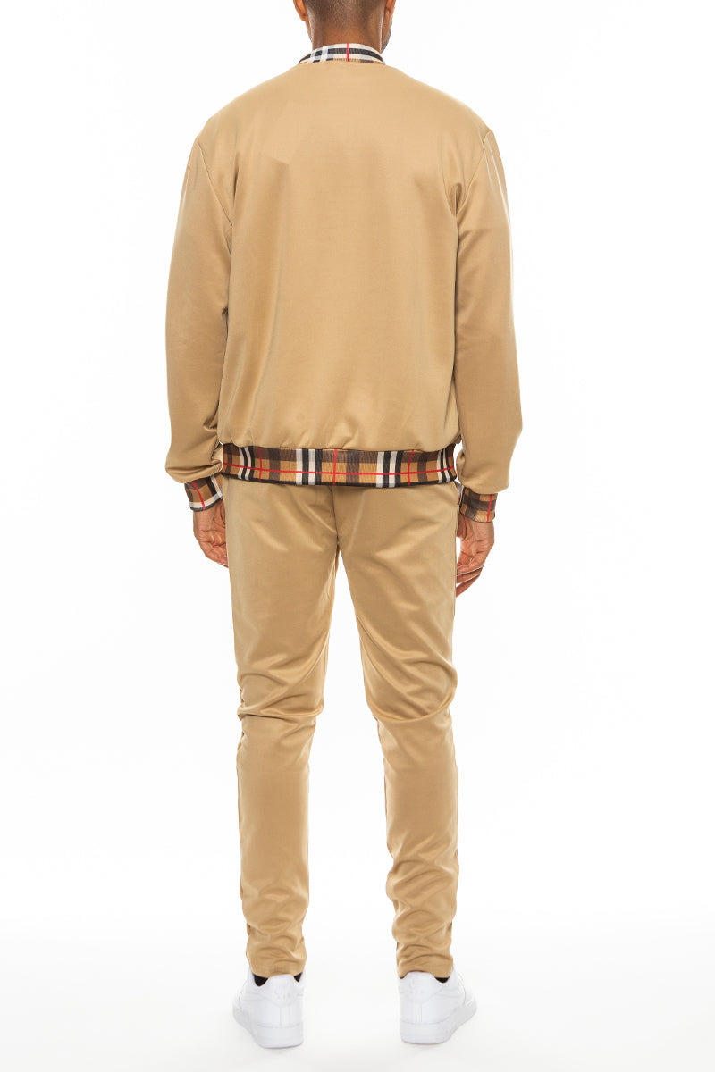 Checkered Detail Track Jacket Set by Lime Milo