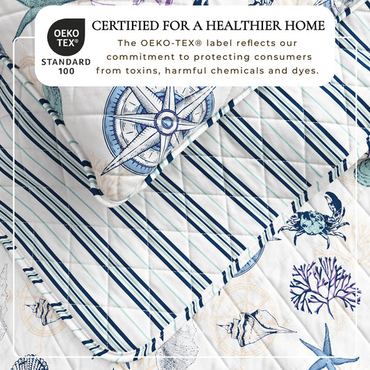 Azure Collection Coastal Quilt Set by Great Bay Home
