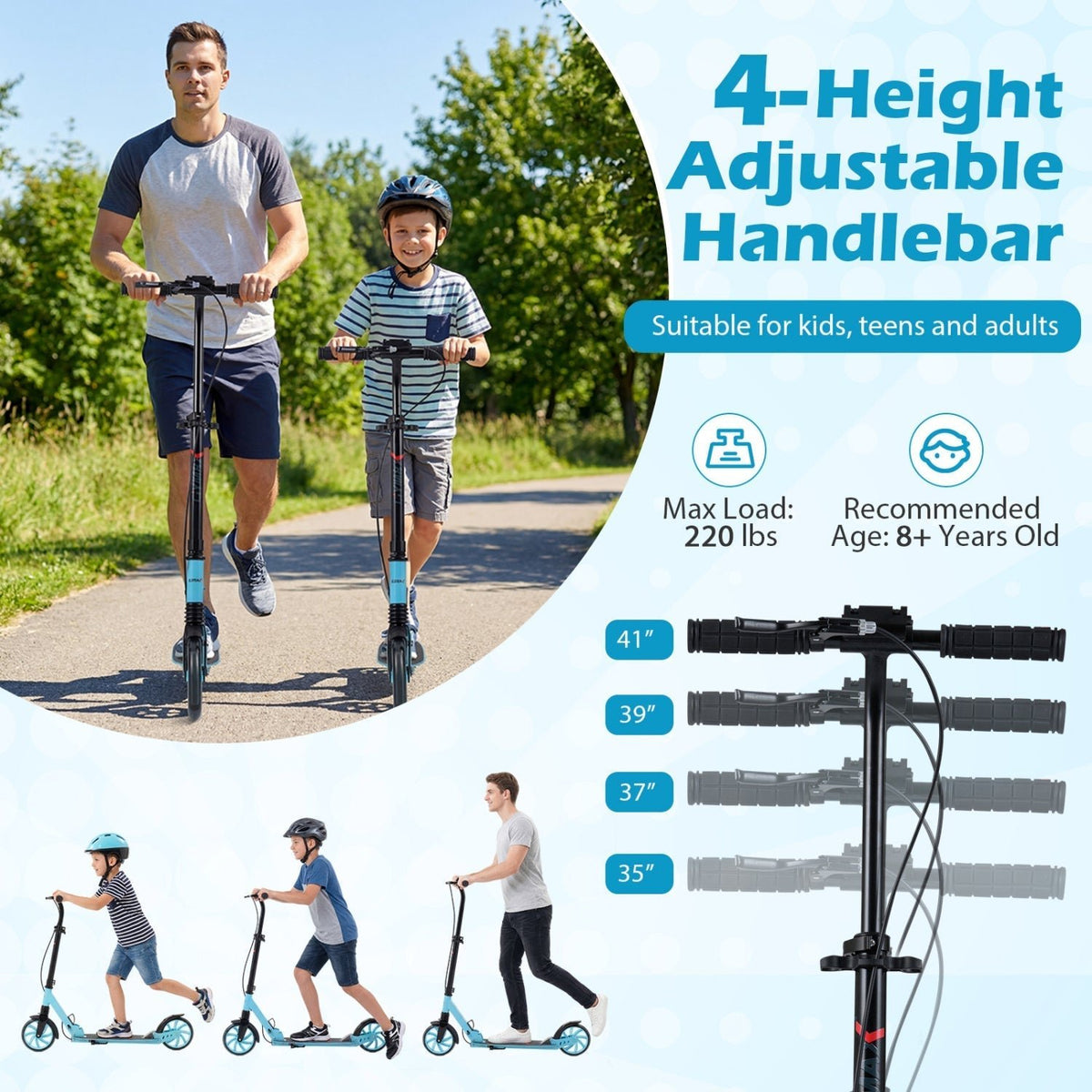 Kick Scooter for Kids Teens Adults Age 8+ Foldable Scooter with Large Light-up WheelsTorqelo.com
