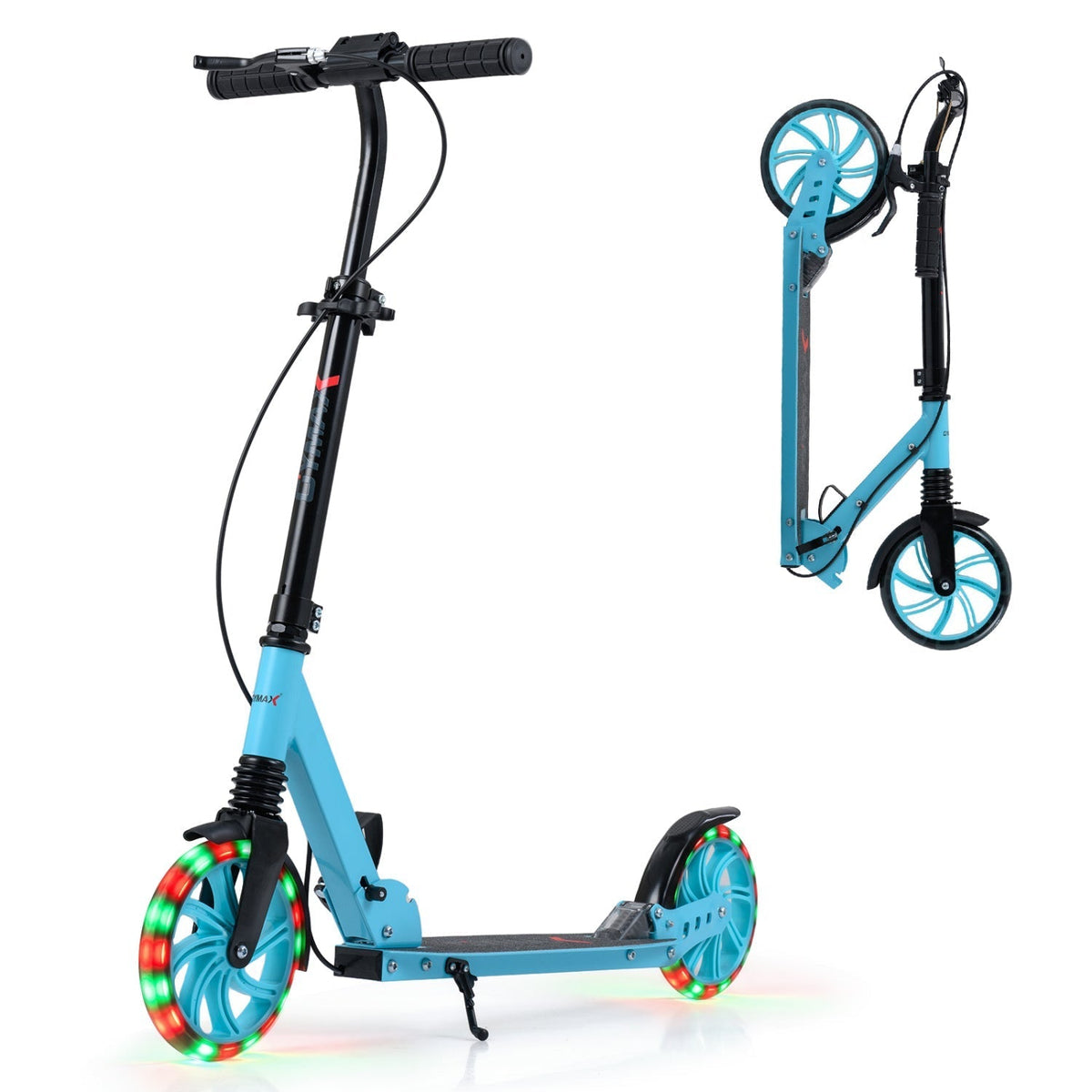 Kick Scooter for Kids Teens Adults Age 8+ Foldable Scooter with Large Light-up WheelsTorqelo.com