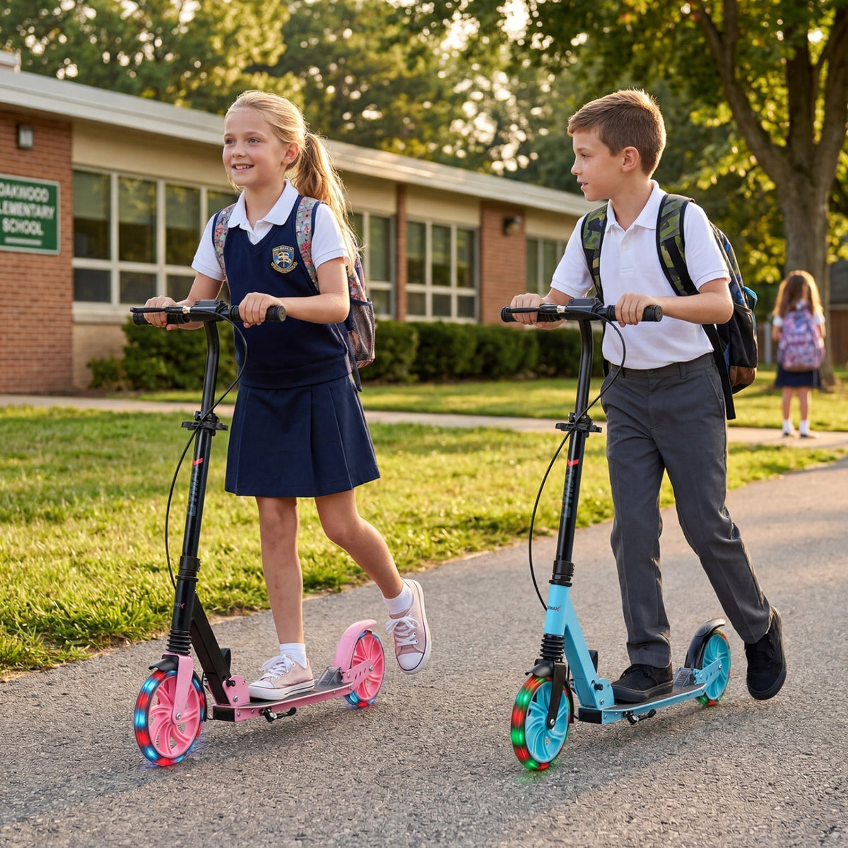 Kick Scooter for Kids Teens Adults Age 8+ Foldable Scooter with Large Light-up WheelsTorqelo.com