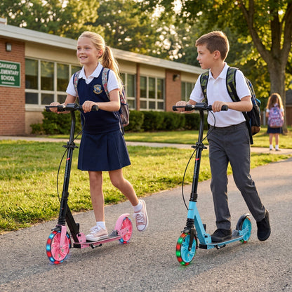 Kick Scooter for Kids Teens Adults Age 8+ Foldable Scooter with Large Light-up WheelsTorqelo.com