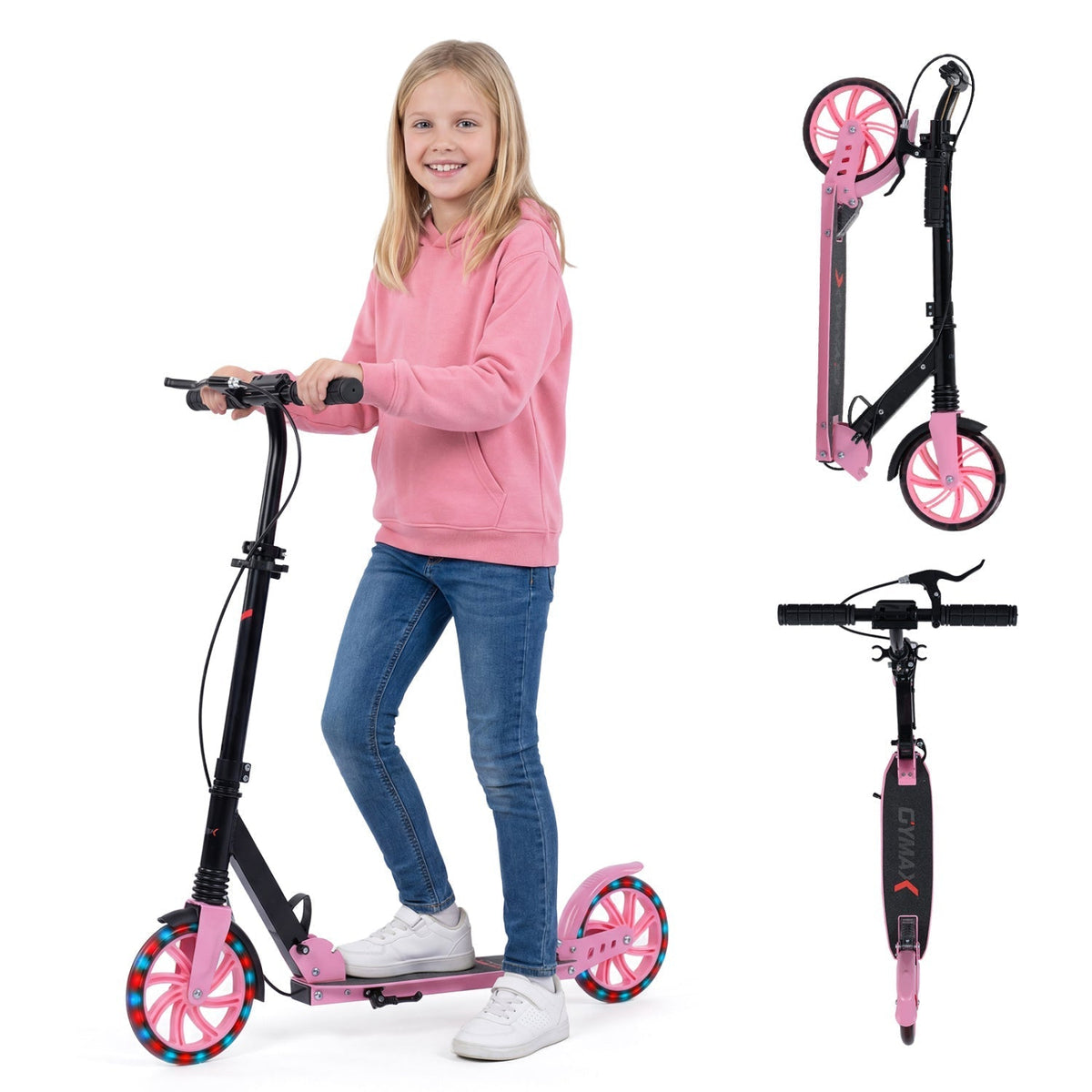 Kick Scooter for Kids Teens Adults Age 8+ Foldable Scooter with Large Light-up WheelsTorqelo.com