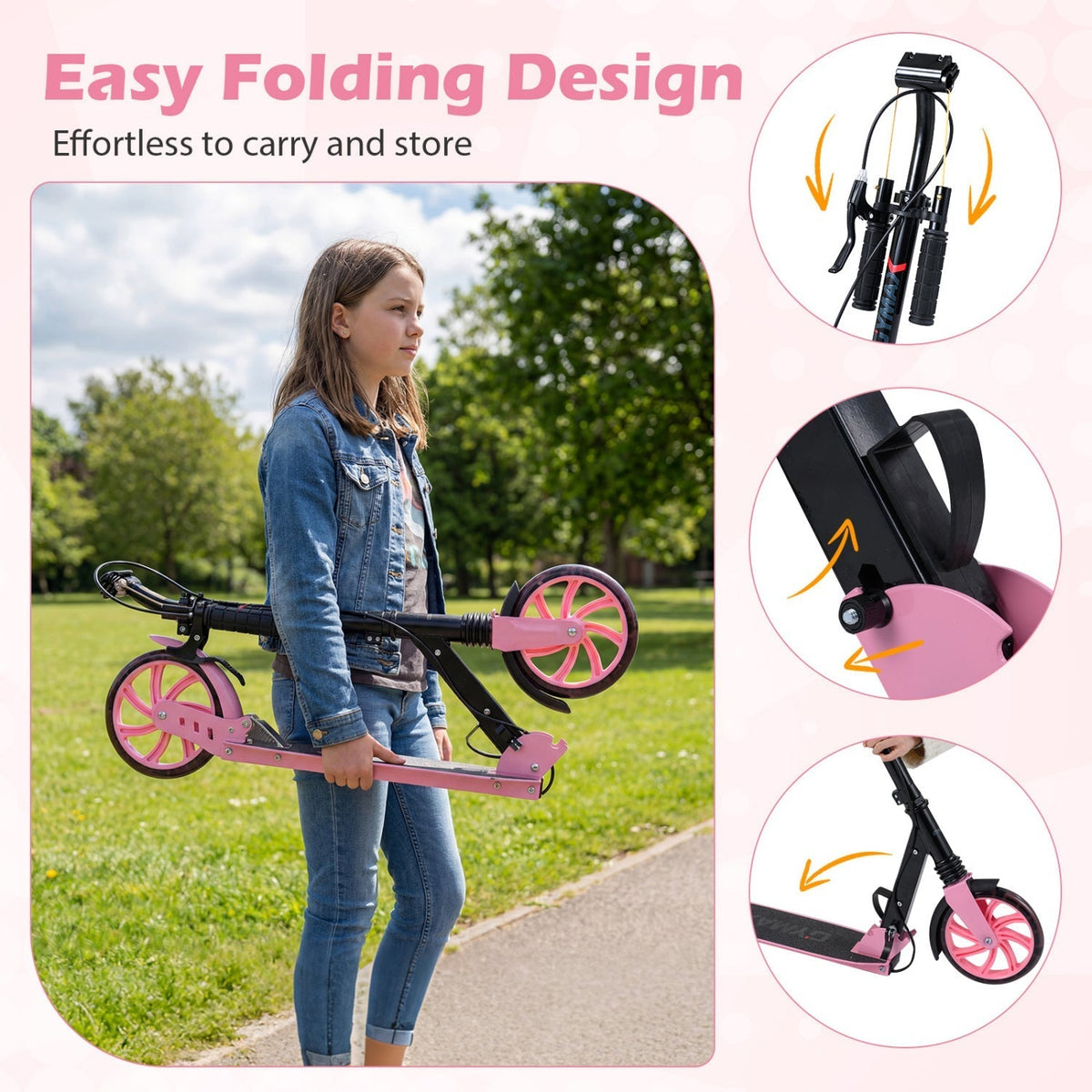 Kick Scooter for Kids Teens Adults Age 8+ Foldable Scooter with Large Light-up WheelsTorqelo.com