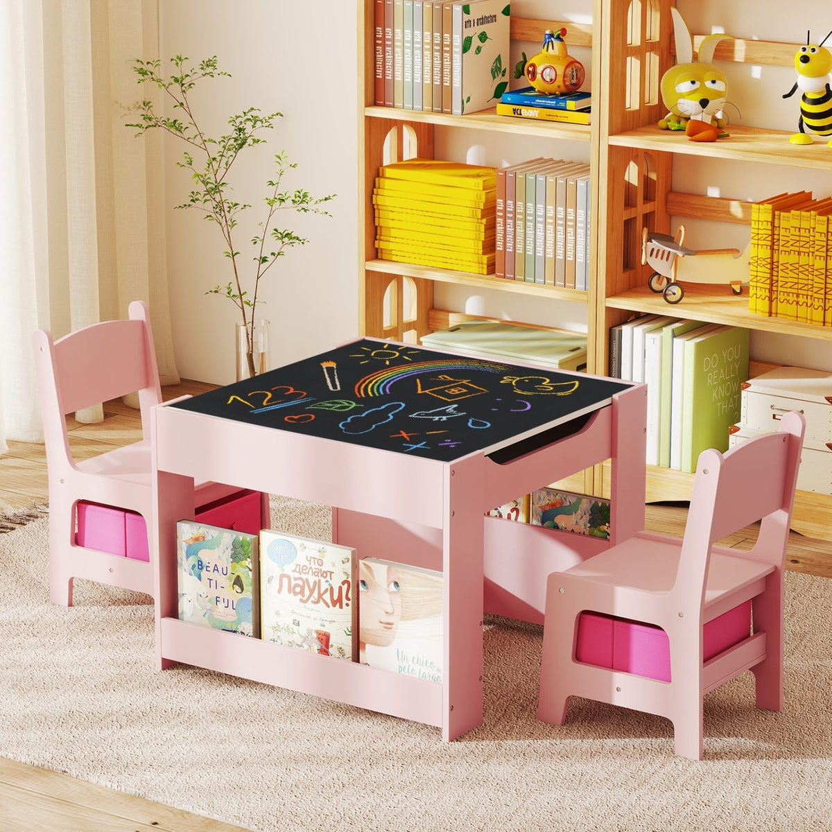 Kids Activity Table and 2 Chairs Set with Reversible TabletopKids Table & Chair SetTorqelo.com
