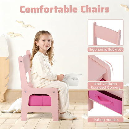 Kids Activity Table and 2 Chairs Set with Reversible TabletopKids Table & Chair SetTorqelo.com
