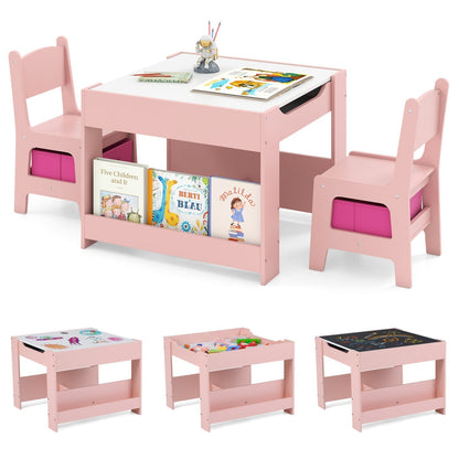 Kids Activity Table and 2 Chairs Set with Reversible TabletopKids Table & Chair SetTorqelo.com
