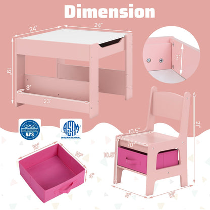 Kids Activity Table and 2 Chairs Set with Reversible TabletopKids Table & Chair SetTorqelo.com
