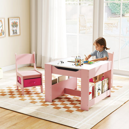 Kids Activity Table and 2 Chairs Set with Reversible TabletopKids Table & Chair SetTorqelo.com